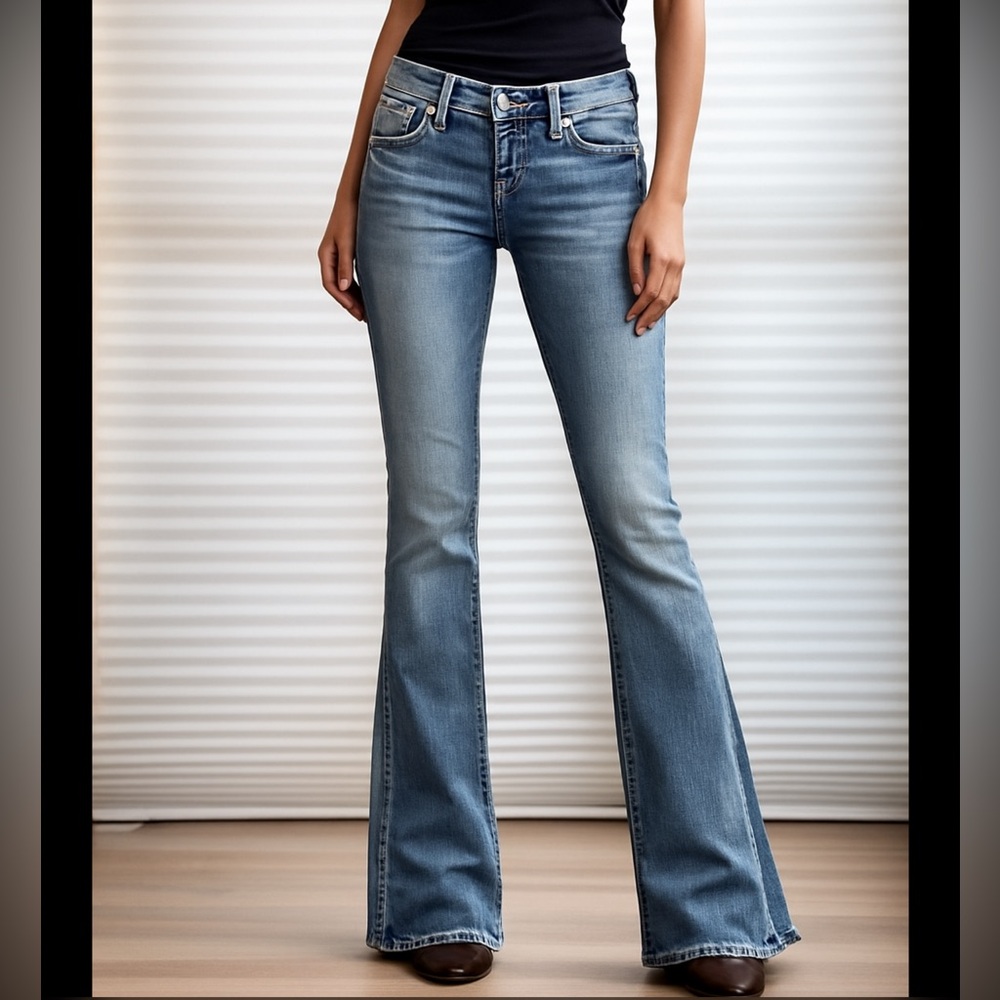 Silver Jeans Francis LOW RISE/FLARE LIGHT WASH SLIGHTLY DISTRESSED 29/33 NWOT